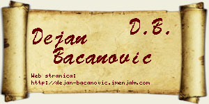 Dejan Bacanović vizit kartica